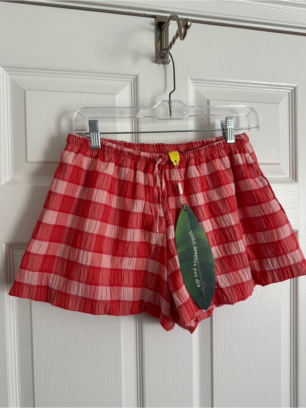 FARM Rio Red Pink Gingham Ruffle Shorts - Picture 3 of 8